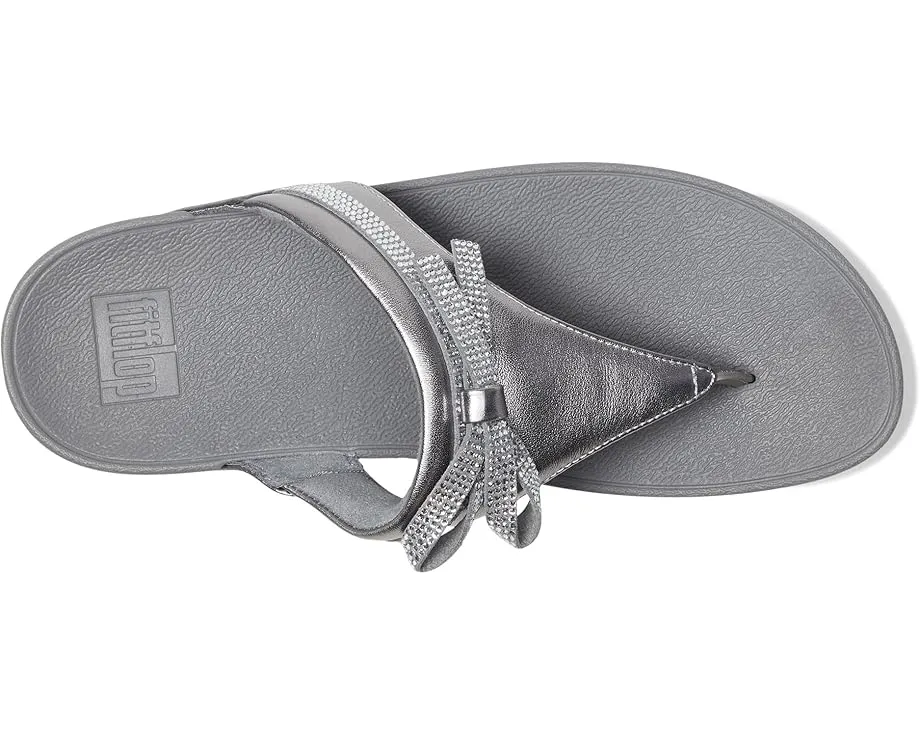 Сандалии FitFlop Lulu Glitz-bow с кожаным верхом и стразовым бантом