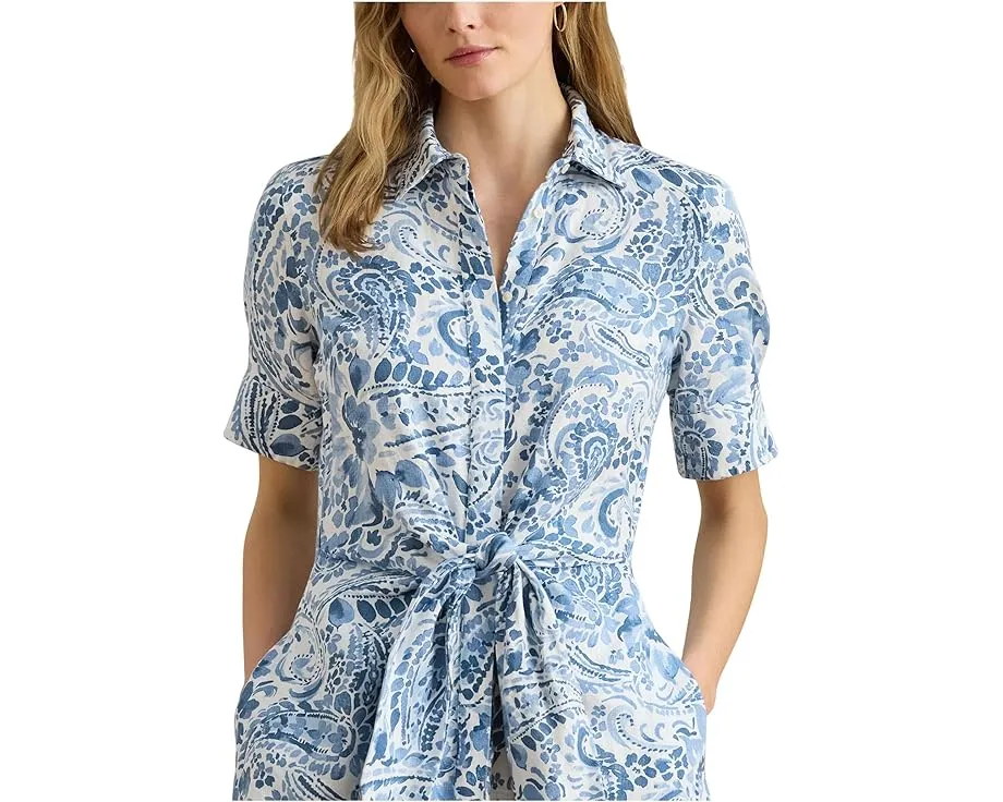 Платье-рубашка Льняное с поясом и пайсли Paisley Tie-Front Lauren Ralph Lauren