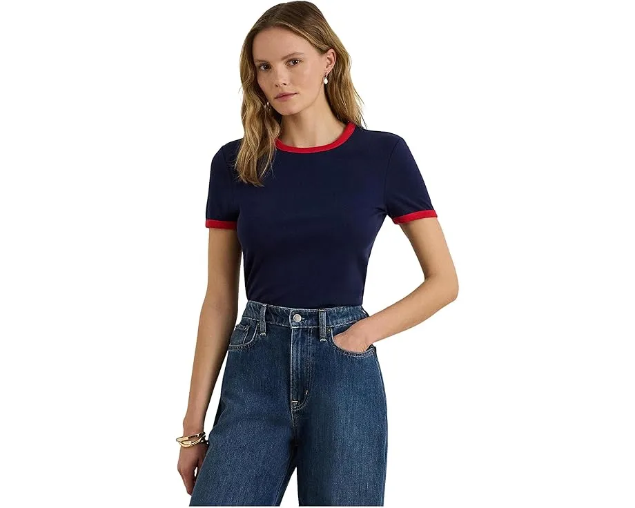 Футболка Lauren Ralph Lauren с цветочным принтом и горловиной лодочкой