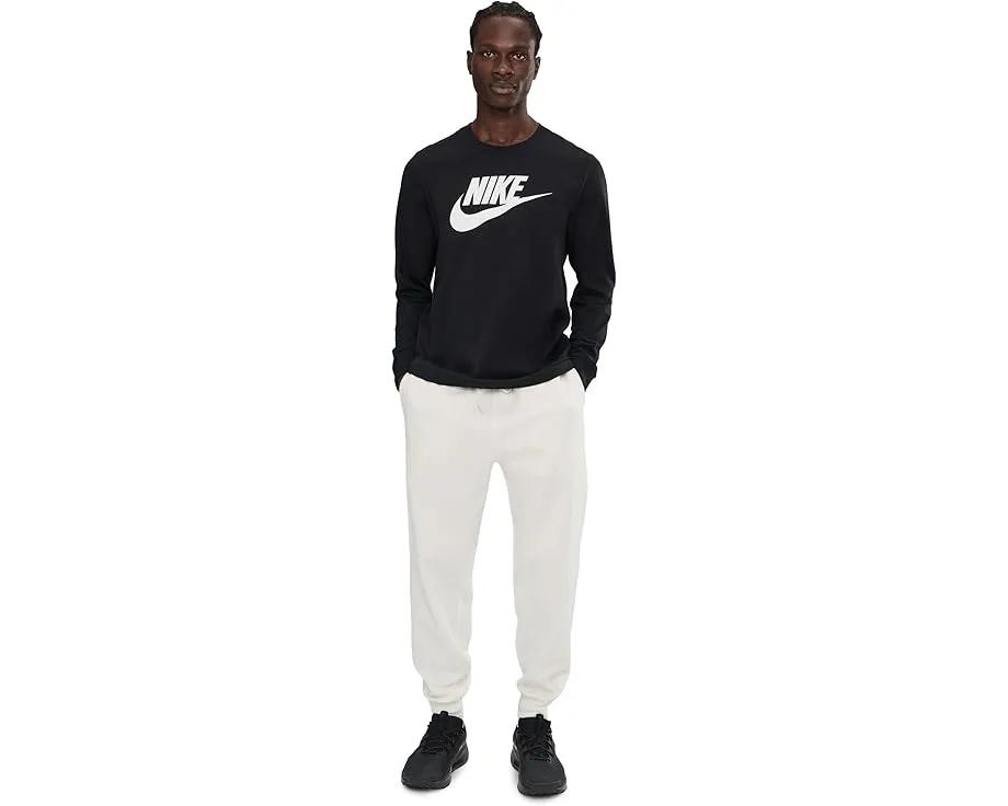 Футболка Sportswear с длинным рукавом и логотипом Icon Futura Nike черная с белым принтом