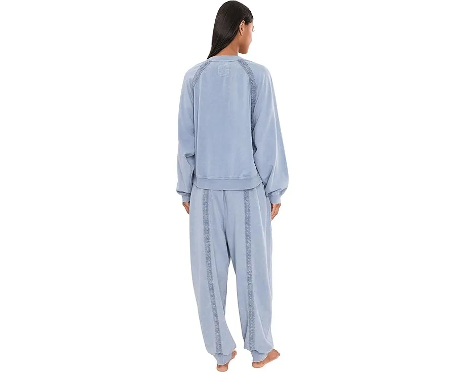 Пижамный комплект Free People Couch Club из мягкого велюра с рукавами-фонариками