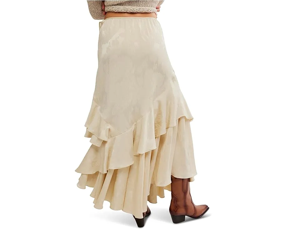 Джинсовая макси-юбка Free People Autumn Promenade с платочным кроем и цветными вставками