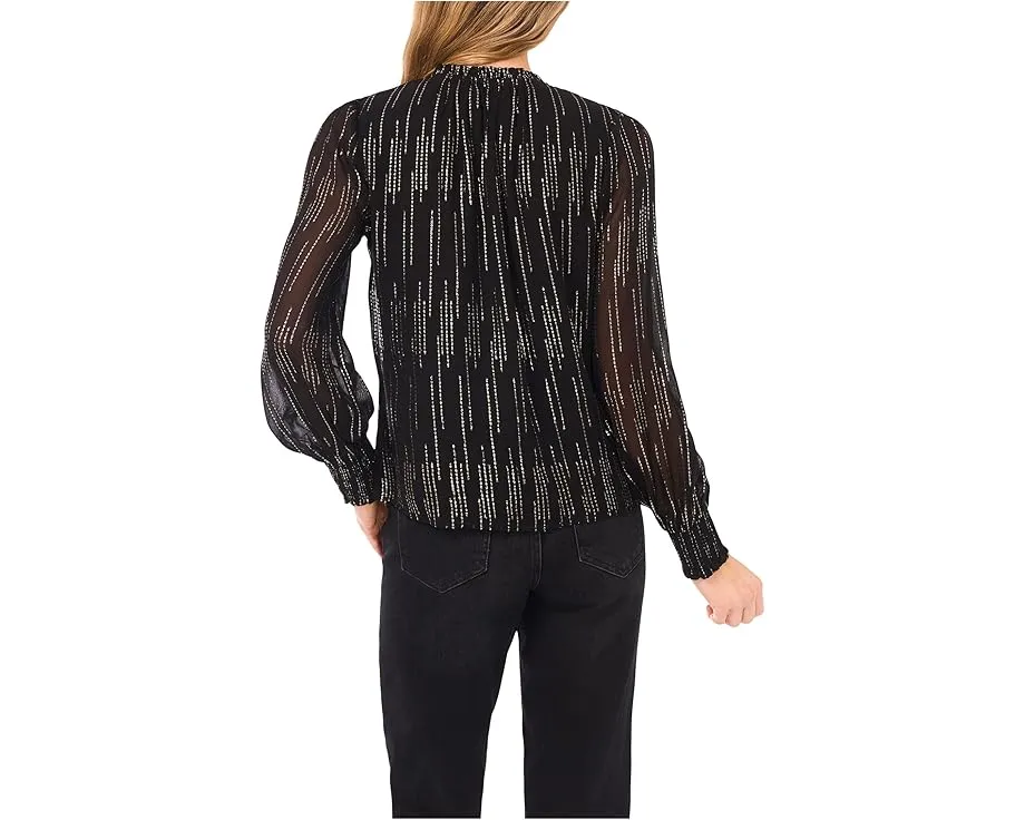 Блузка CeCe с воротником на запах и длинными рукавами на манжетах