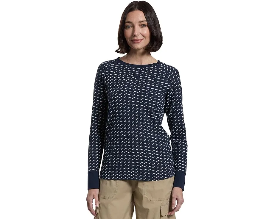 L.L.Bean Футболка Unshrinkable Mini-Waffle с длинным рукавом и полоской