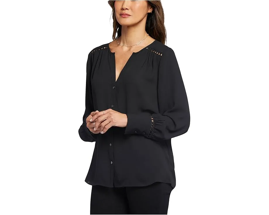 Блуза NYDJ Liliana Lace Peasant с кружевными вставками и длинными рукавами