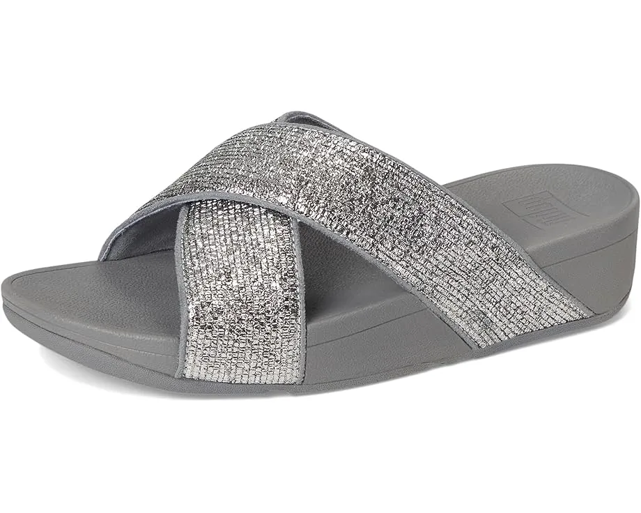 Сандалии Lulu Crinkled-shimmer Cross Slides от FitFlop с блестками