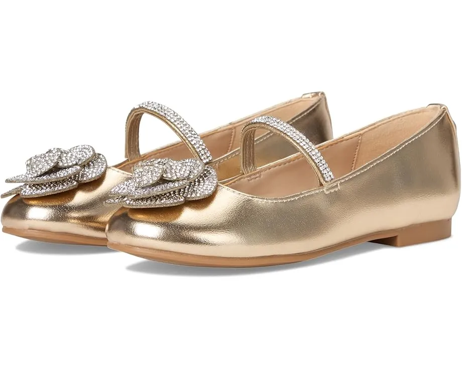 Балетки Izzy для девочек с кристаллами и цветочным декором на эластичной лямке