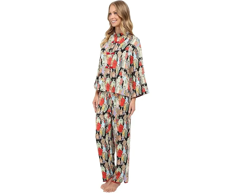 Пижама Natori Dynasty с азиатским принтом и воротником-стойкой