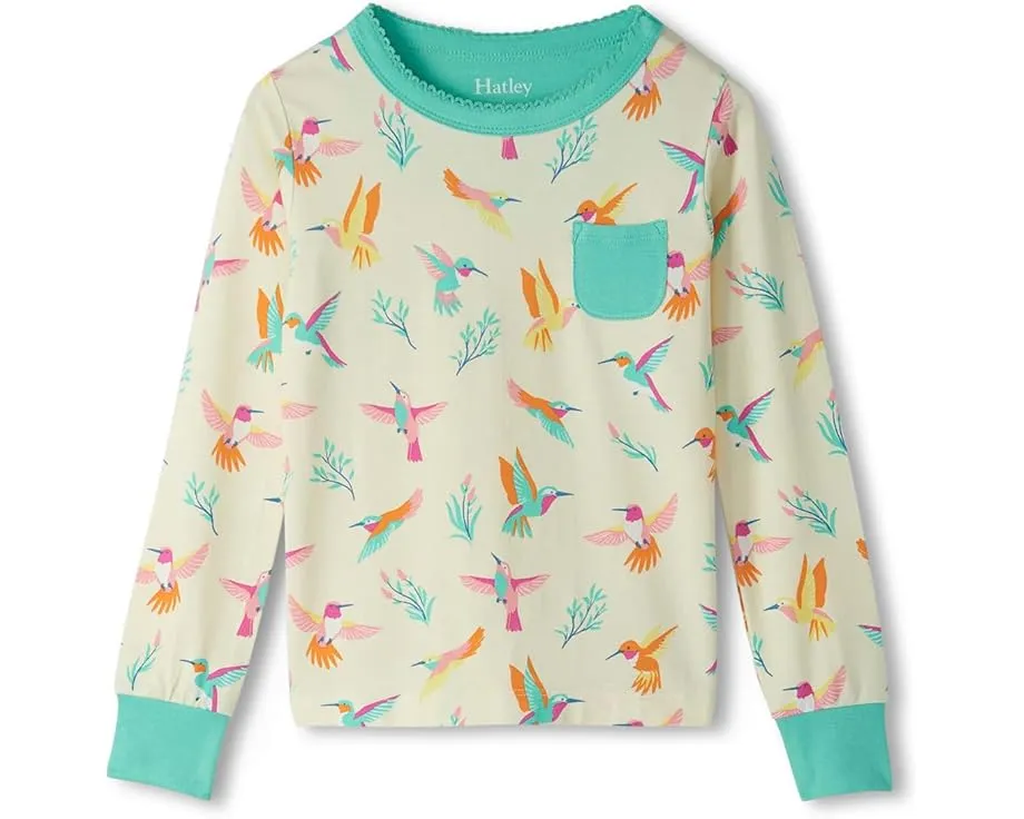 Пижамный комплект Hatley Kids Springtime Hummingbirds Bamboo с длинным рукавом
