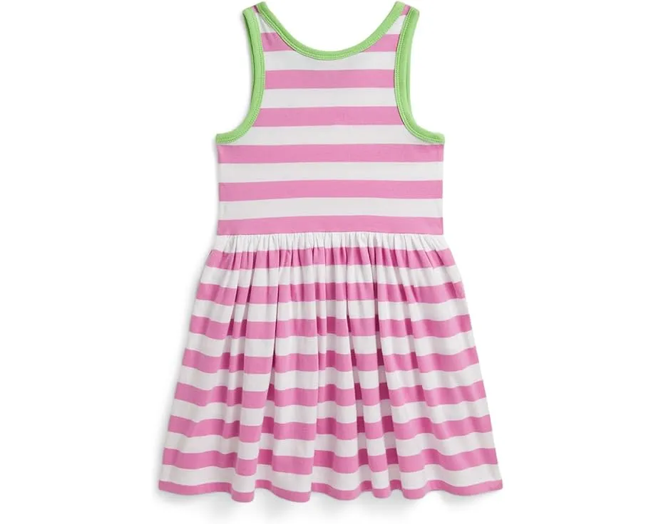 Платье Polo Ralph Lauren Kids из хлопкового джерси в полоску с контрастной отделкой