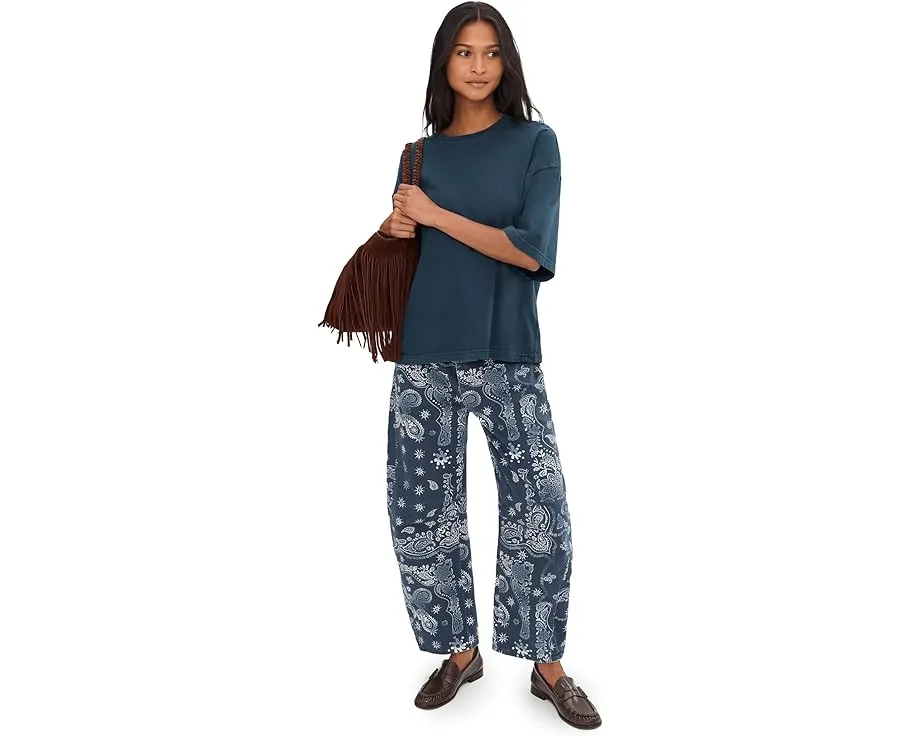 Джинсы Free People Good Luck Printed Barrel с расклешенным силуэтом