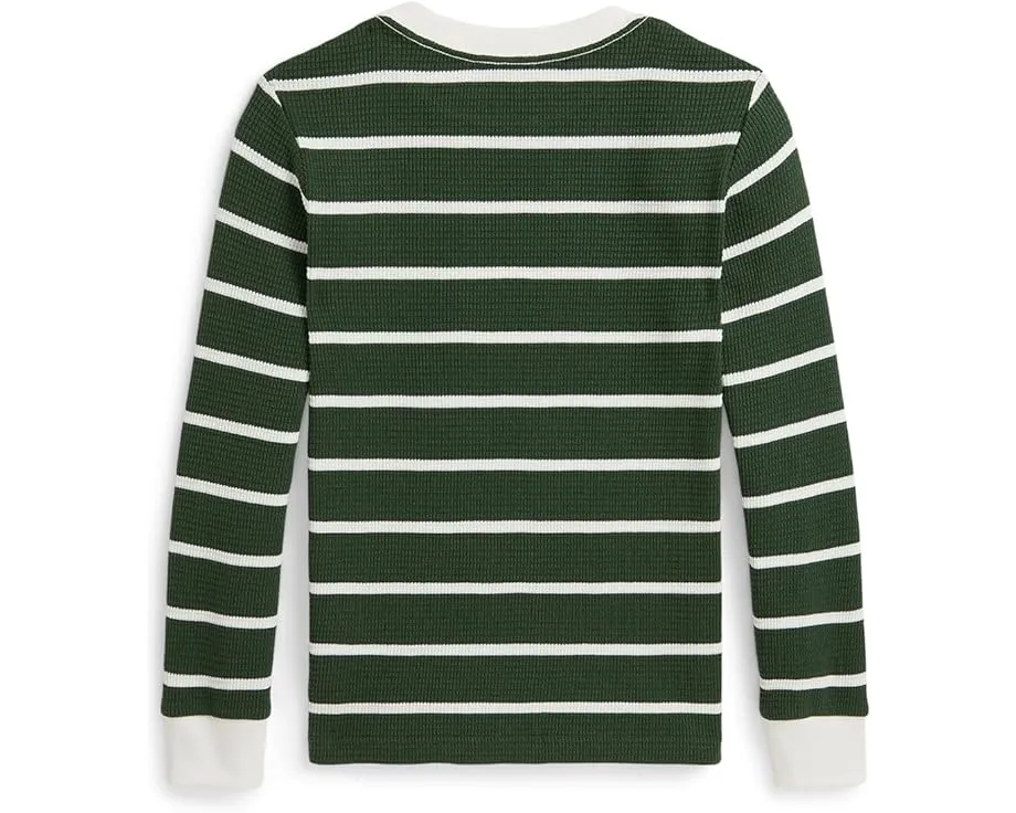 Хлопковая футболка в полоску Waffle с длинным рукавом Polo Ralph Lauren Kids для малышей и младших детей