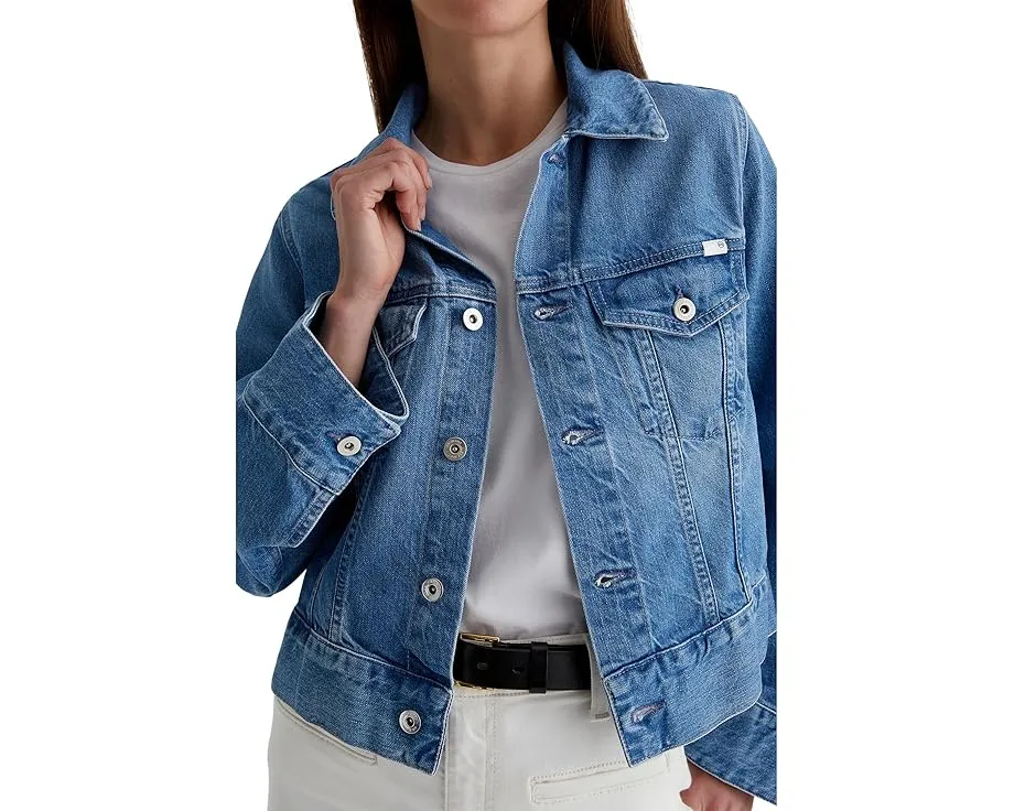 Короткая куртка-косуха Isa Cropped Trucker от AG Jeans из хлопка с регулируемым поясом