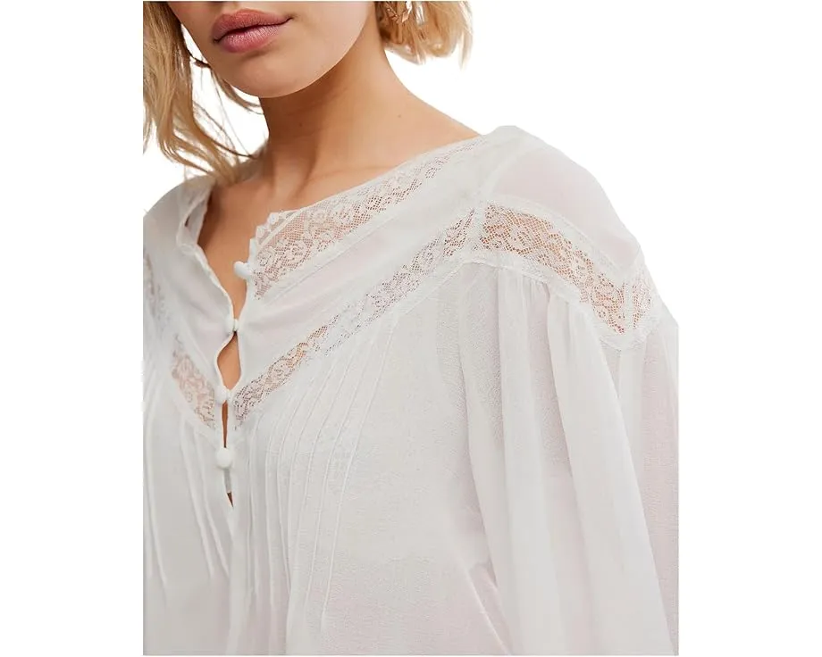Топ Free People Bali Midnight Rain из фланели в клетку с кружевной отделкой