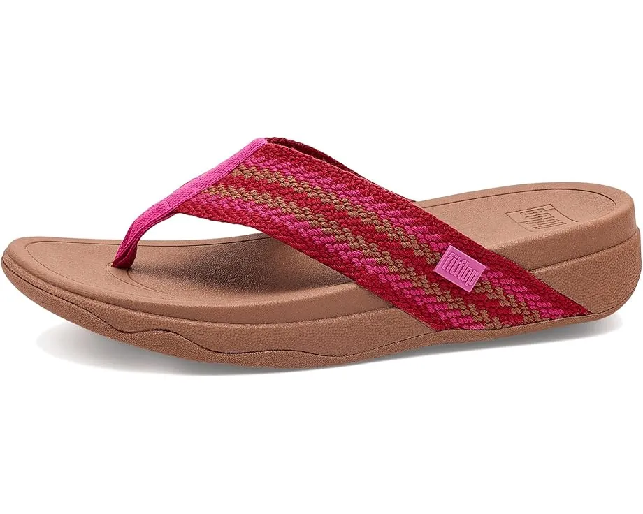 FitFlop Surfa Stripe-Webbing Toe-Post Sandals с ремешками из тесьмы