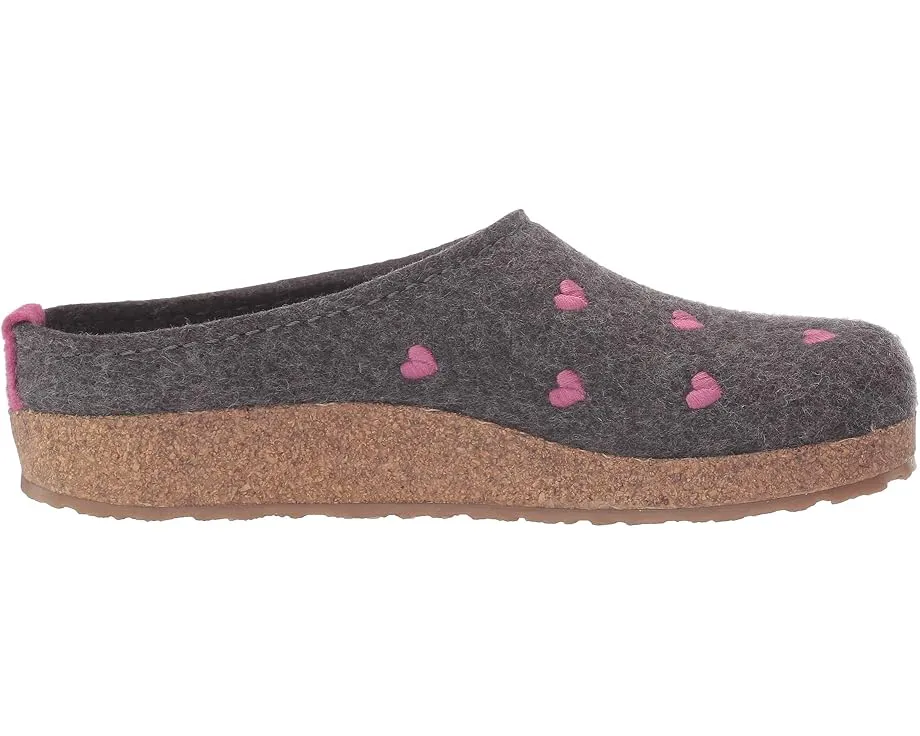 Тапочки-клоги Haflinger Cuoricini с пробковой стелькой и сердечками