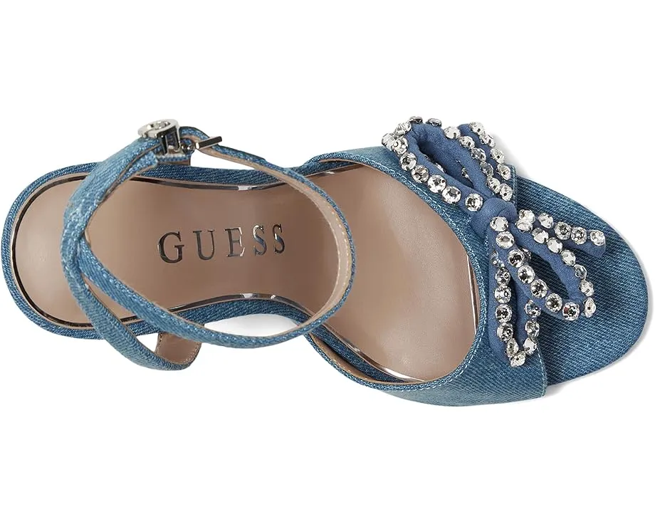 GUESS Вечерние сандалии Charmin с джинсовым верхом и стразами на каблуке-шпильке