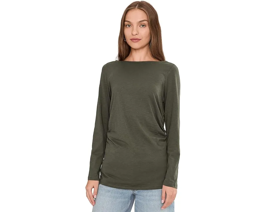 Длинный рукав Madewell Side Ruched Slub с боковыми сборками и прямым подолом