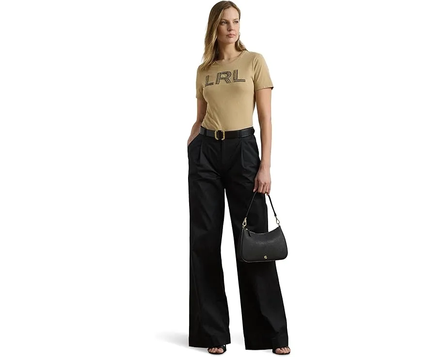 Футболка Lauren Ralph Lauren Petite из хлопкового джерси с вышитым бисером логотипом