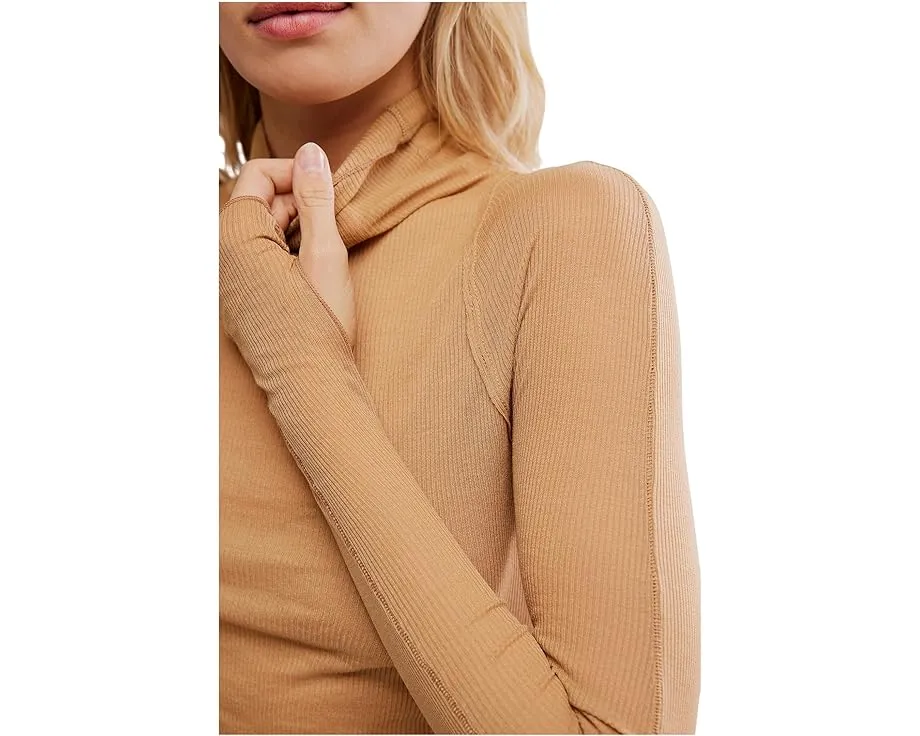 Боди Free People Close To Home Layering с длинными рукавами и высоким воротом