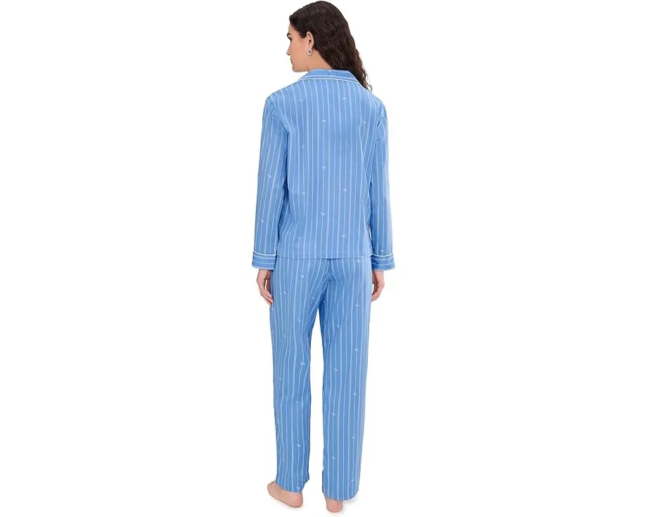 Пижамный комплект Lauren Ralph Lauren с длинным рукавом и отложным воротником