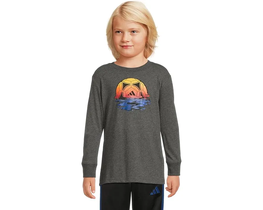 Детская футболка adidas с длинным рукавом и спортивным принтом