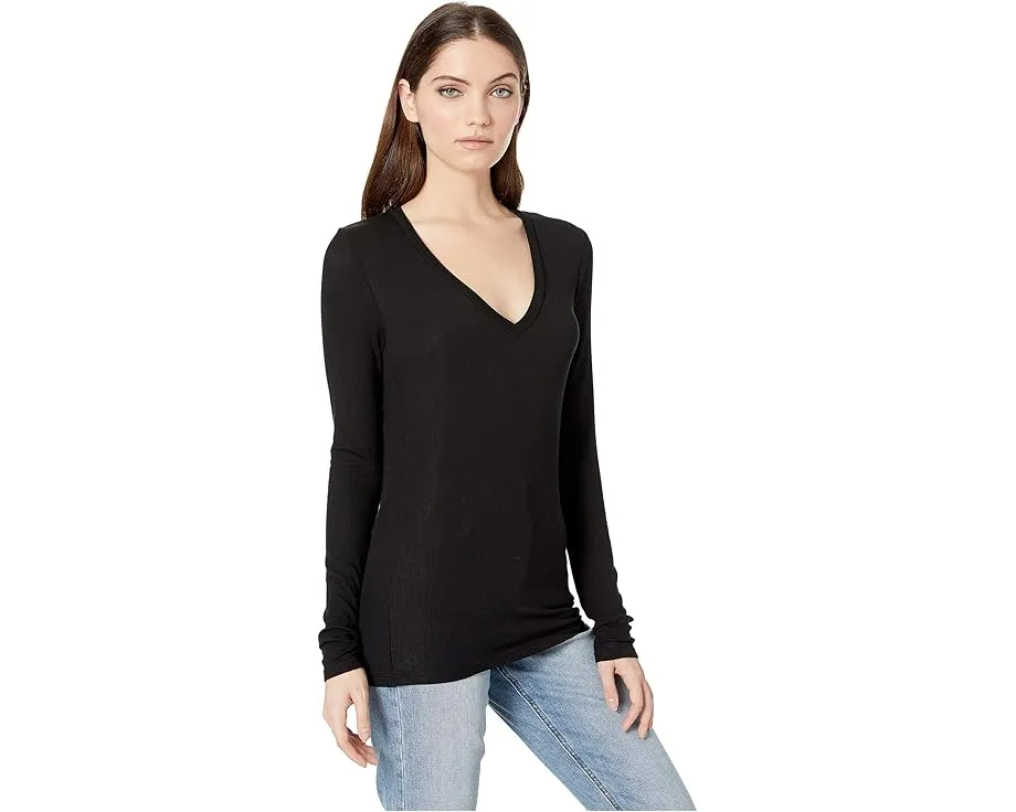 Длинный свитер Splendid Valley 2x1 Rib с V-образным вырезом из микромодала