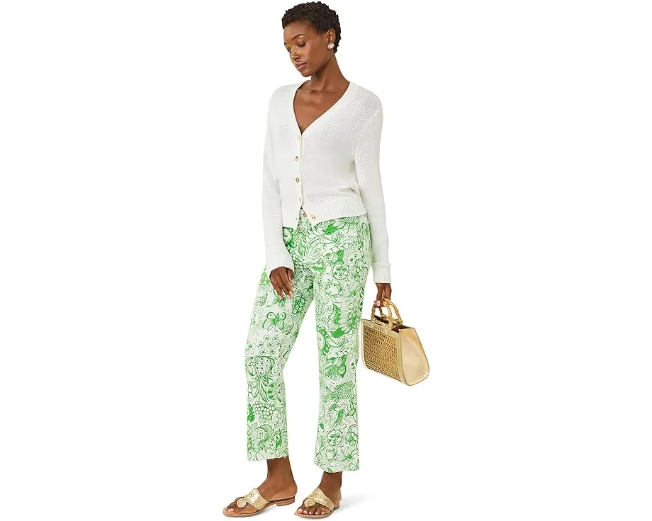 Джинсы кроп с завышенной талией Lilly Pulitzer Harleen и расклешенным низом
