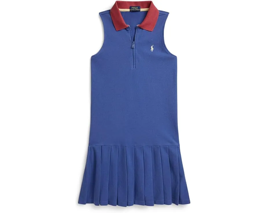 Платье-поло с плиссированной сеткой и молнией на 1/4 для детей постарше