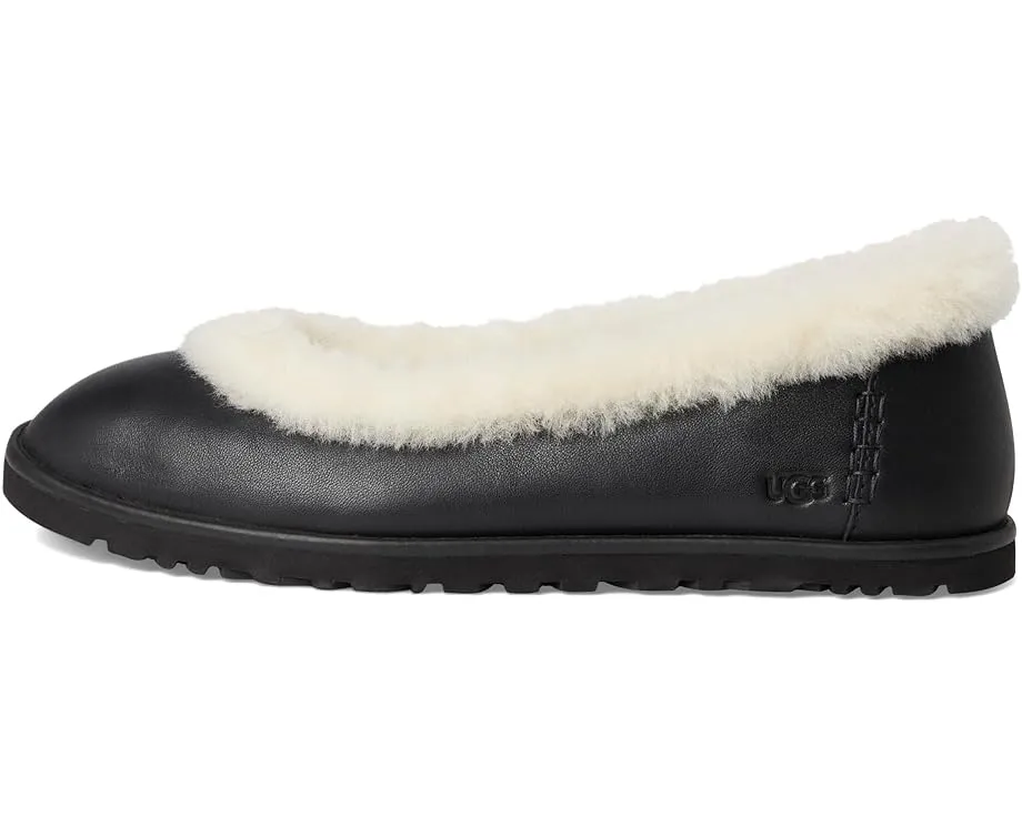 UGG Zora Leather Ballet Flat кожаные балетки на подошве из сахарного тростника