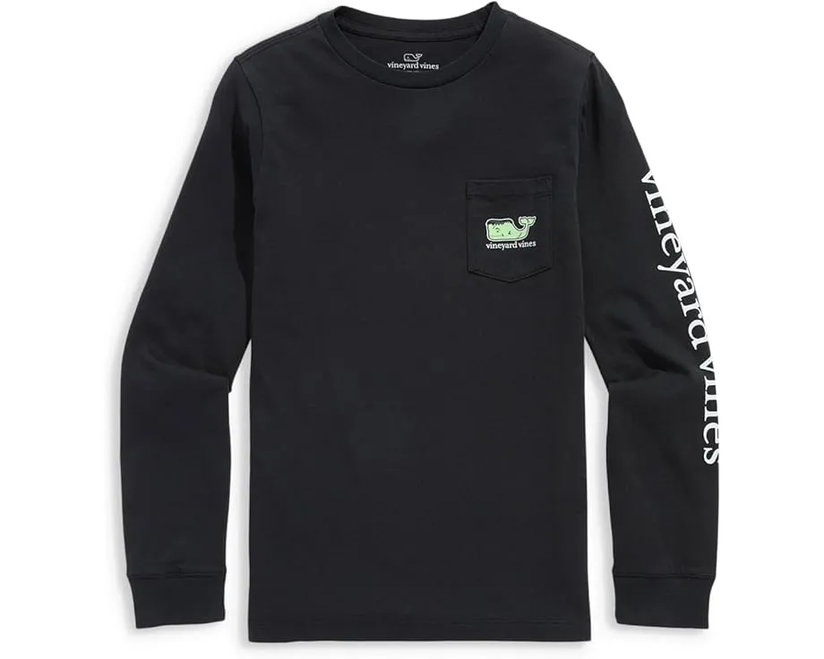 Длинная футболка Vineyard Vines Kids с карманом и светящимся в темноте принтом Franken-Whale