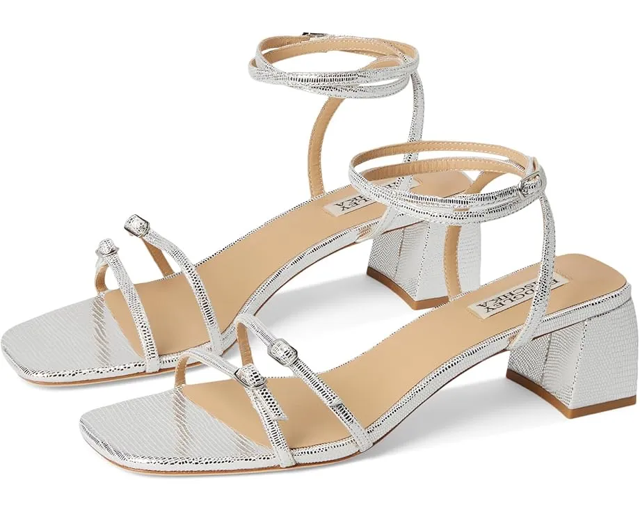 Босоножки Badgley Mischka Dania с каблуком из металлизированной кожи под ящерицу