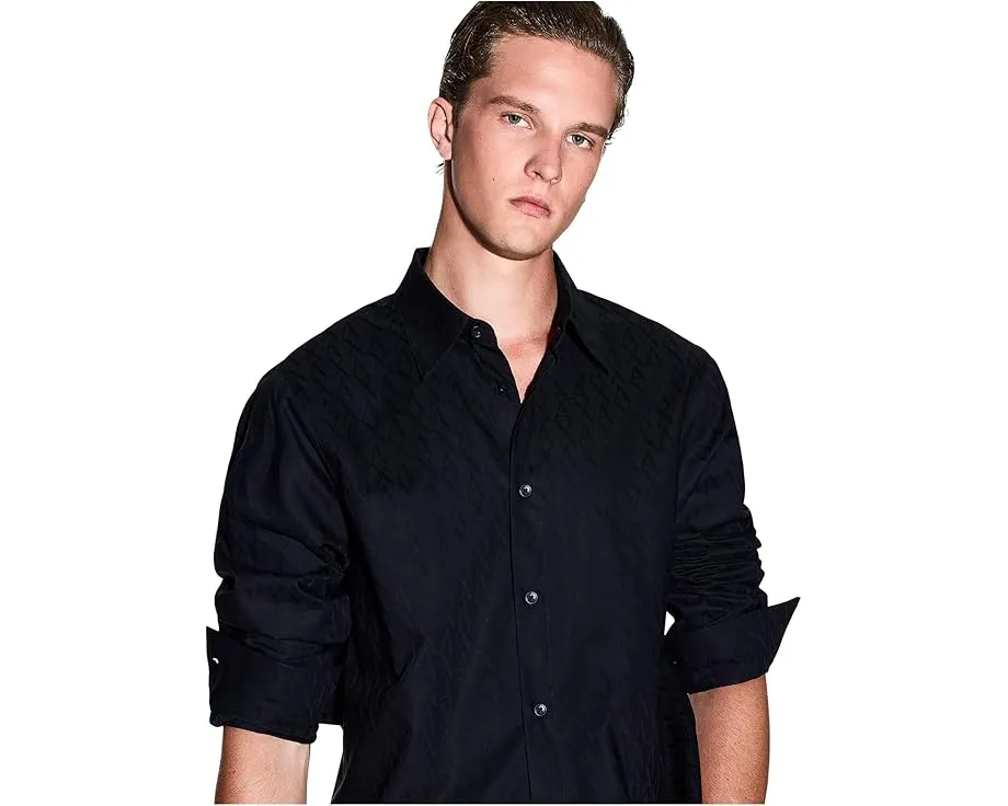 Рубашка Armani Exchange Cotton Jacquard Button Down с жаккардовым принтом