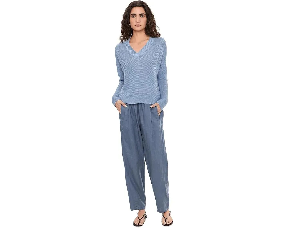 Брюки Eileen Fisher из органического льна с плиссировкой и фонарным силуэтом