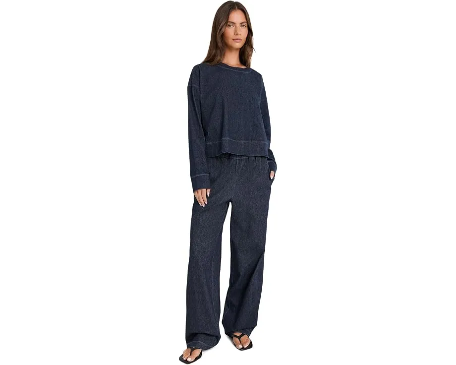Укороченный свитшот Eileen Fisher из органического хлопка индиго