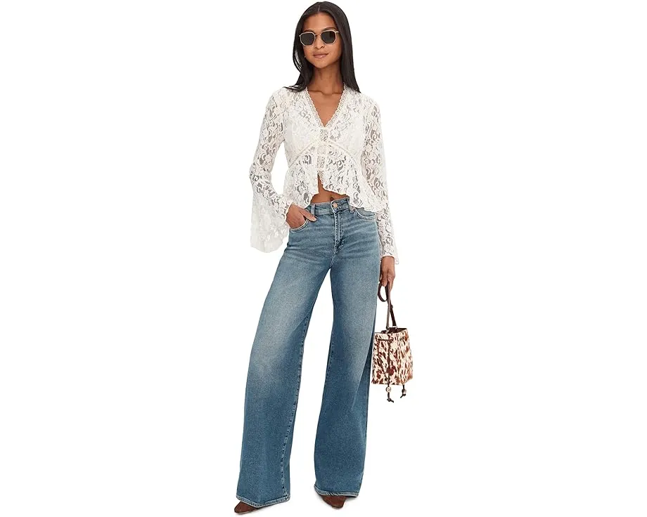 Free People Кружевной топ Whispering Love с пышным силуэтом и рукавами колокол