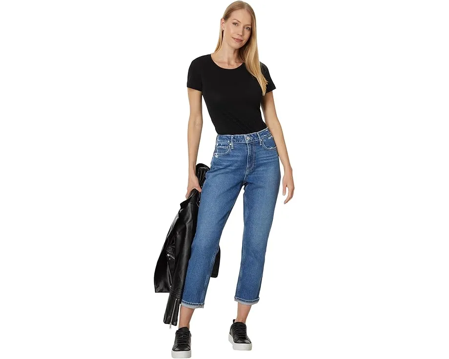 Джинсы PAIGE High Rise Brigitte с прямым кроем и подвернутым краем