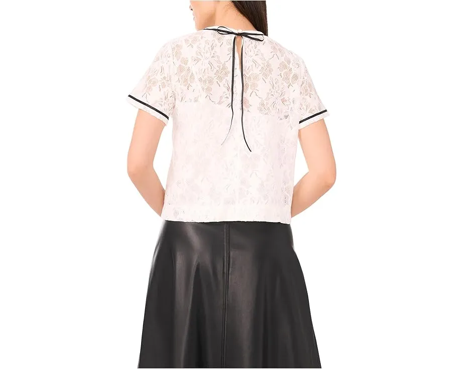 Топ Vince Camuto с коротким рукавом и круглым вырезом из кружева