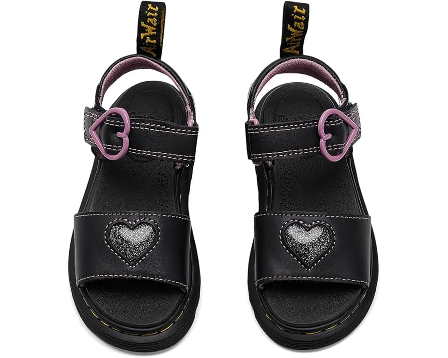 Детские сандалии Dr. Martens Marlowe Hearts II J с блестящим сердцем на регулируемых липучках