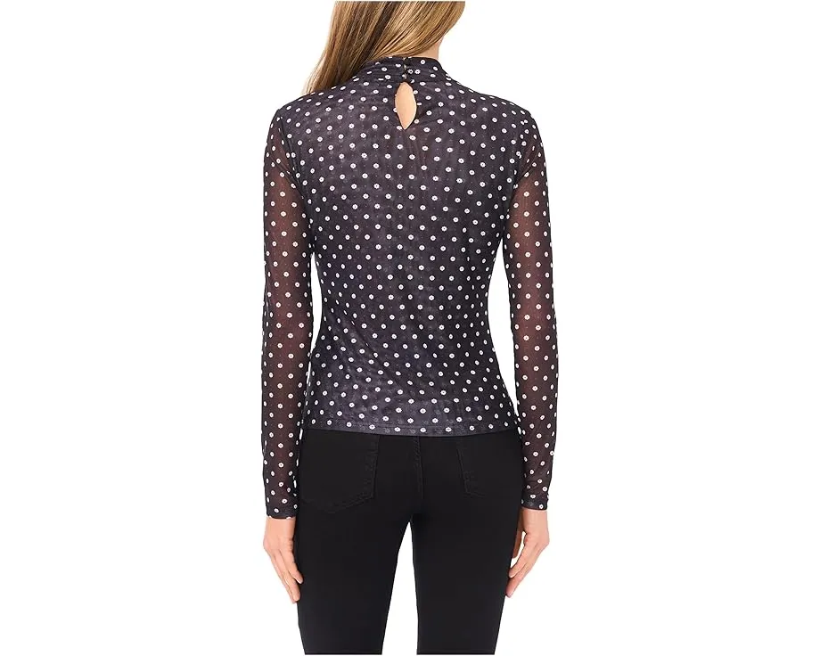 CeCe облегающий водолазный топ с длинными рукавами из сетки