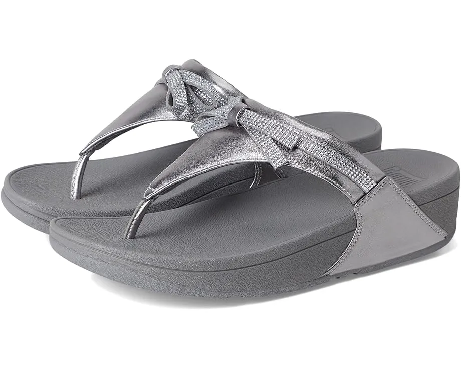 Сандалии FitFlop Lulu Glitz-bow с кожаным верхом и стразовым бантом