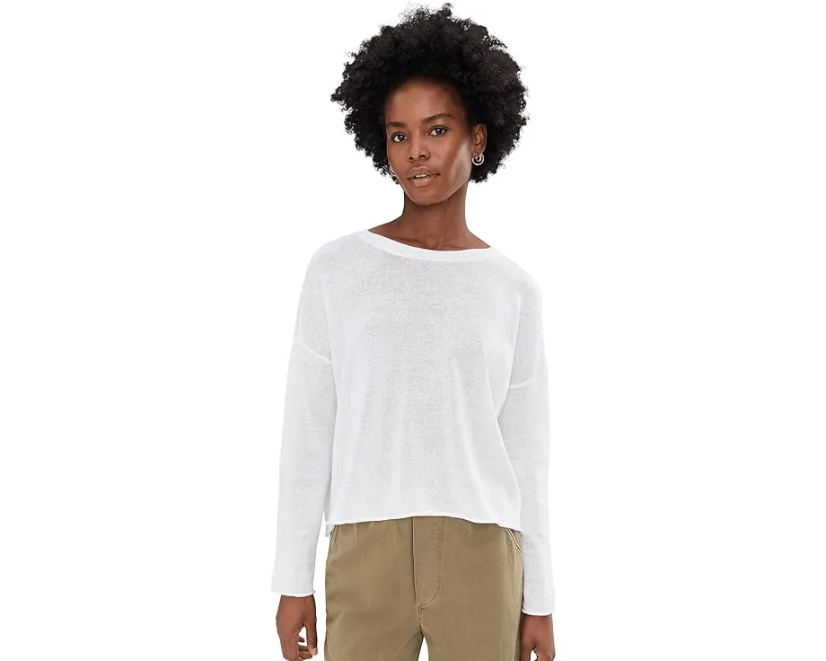 Свитер Eileen Fisher с круглой горловиной из органического льна и хлопка