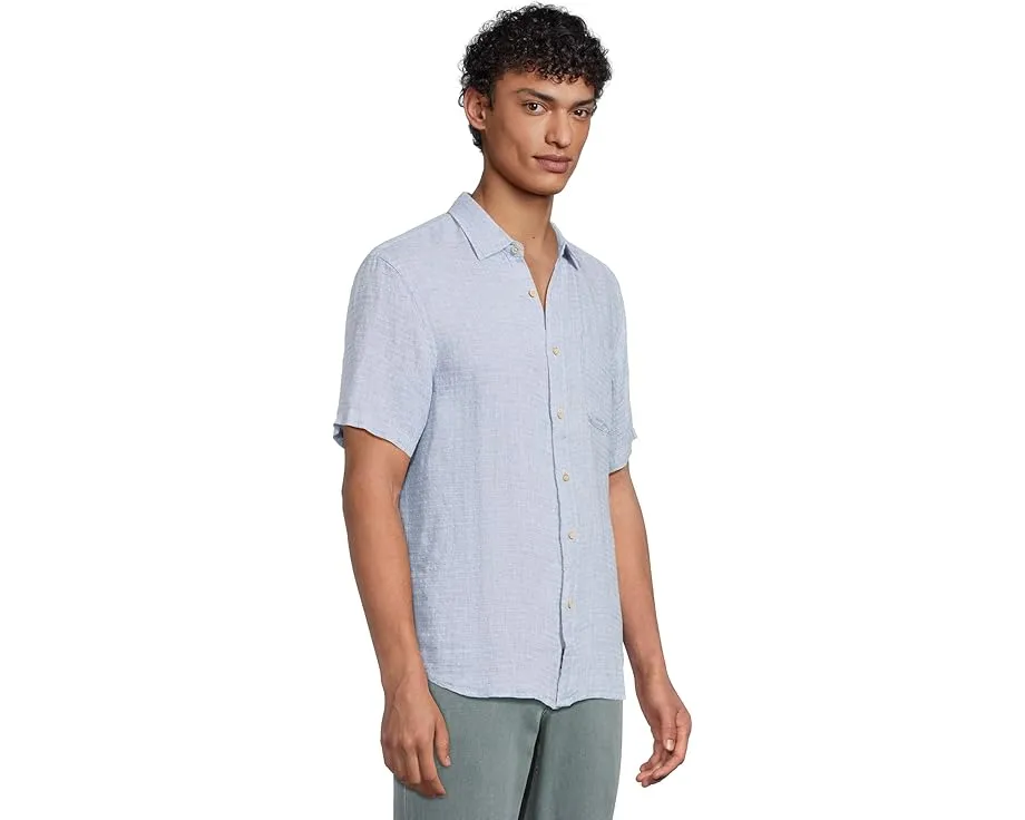 Рубашка Faherty Short Sleeve Palma Linen Shirt из 100% льна с накладным карманом