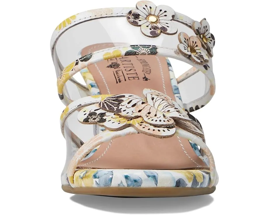 Сандалии L'Artiste by Spring Step Adored с прозрачными ремешками и цветами в каблуке