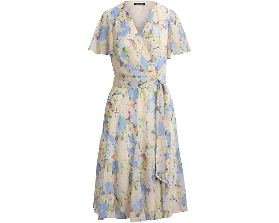 Платье Floral Crinkle Georgette Surplice от Lauren Ralph Lauren