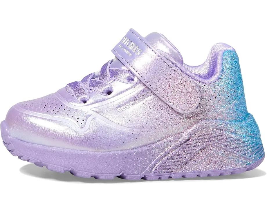 Детские туфли Skechers Uno Lite с блестками и застежкой на липучке