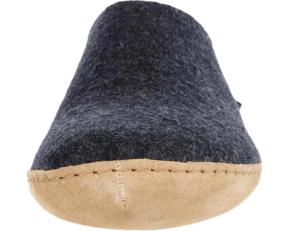 Glerups тапочки из шерсти с кожаной подошвой на открытой пятке