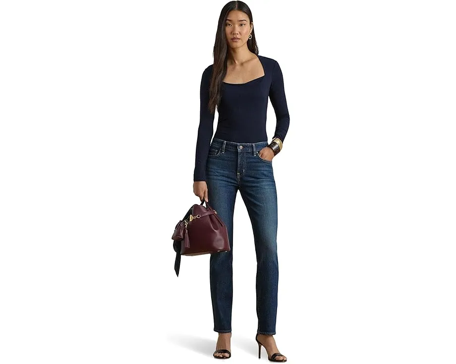 Джинсы Mid-Rise Straight Ankle Lauren Ralph Lauren с радужными полосками