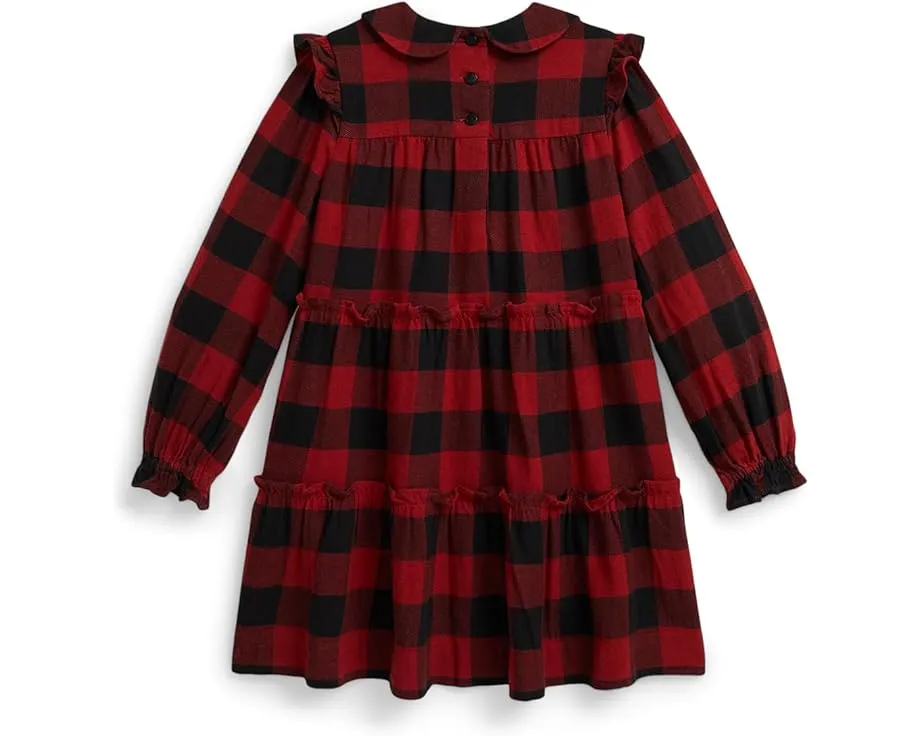 Платье для девочки Polo Ralph Lauren Kids из хлопкового твила в клетку Buffalo с рюшами