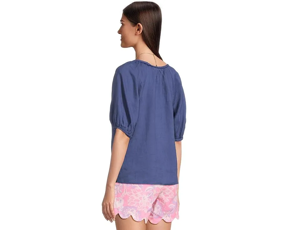Блуза Lilly Pulitzer Calais Short Sleeve из льна с коротким рукавом